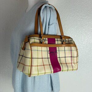 Coach Y2K Tattersall Plaid Satchel Boston Bag